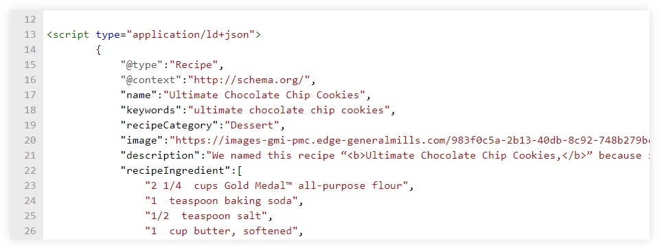 An example of some structured data in Schema.org format